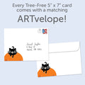 Load image into Gallery viewer, The envelope for Tree-Free’s Boo Cat card, along with the following text: “Every Tree-Free 5x7 card comes with a matching ARTvelope!”
