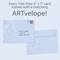 Load image into Gallery viewer, The envelope for Tree-Free’s New Year Mandala card, along with the following text: “Every Tree-Free 5x7 card comes with a matching ARTvelope!”
