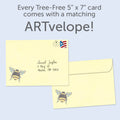 Load image into Gallery viewer, The envelope for Tree-Free’s Bee You card, along with the following text: “Every Tree-Free 5x7 card comes with a matching ARTvelope!”
