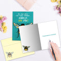 Load image into Gallery viewer, The inside of Tree-Free’s Bee You card, with the cover and envelope in the background.
