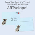 Load image into Gallery viewer, The envelope for Tree-Free’s Earned Your Stripes card, along with the following text: “Every Tree-Free 5x7 card comes with a matching ARTvelope!”
