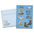 Load image into Gallery viewer, The cover of Tree-Free&#39;s Fill Your Shoes Father&#39;s Day Card card, along with its matching envelope.
