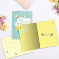 Load image into Gallery viewer, The inside of Tree-Free’s Cute Little One card, with the cover and envelope in the background.
