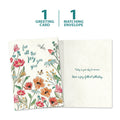 Load image into Gallery viewer, The cover and inside of Tree-Free’s Joy You Give card, along with the following text: “1 greeting card, 1 matching envelope”
