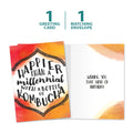 Load image into Gallery viewer, The cover and inside of Tree-Free’s Millennial With Kombucha card, along with the following text: “1 greeting card, 1 matching envelope”
