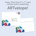 Load image into Gallery viewer, The envelope for Tree-Free’s Simply the Best card, along with the following text: “Every Tree-Free 5x7 card comes with a matching ARTvelope!”
