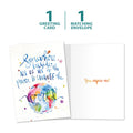 Load image into Gallery viewer, The cover and inside of Tree-Free’s Change The World card, along with the following text: “1 greeting card, 1 matching envelope”
