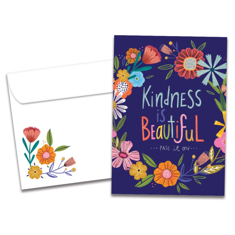 The cover of Tree-Free's Kindness is Beautiful card, along with its matching envelope.