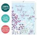 Load image into Gallery viewer, The cover of Tree-Free’s You Are Tough card with lines demonstrating its 5x7 dimensions, along with the following text: “100% PCW recycled paper, proudly made in the USA, sustainably printed on extra-thick card stock”
