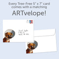 Load image into Gallery viewer, The envelope for Tree-Free’s Cone of Shame card, along with the following text: “Every Tree-Free 5x7 card comes with a matching ARTvelope!”
