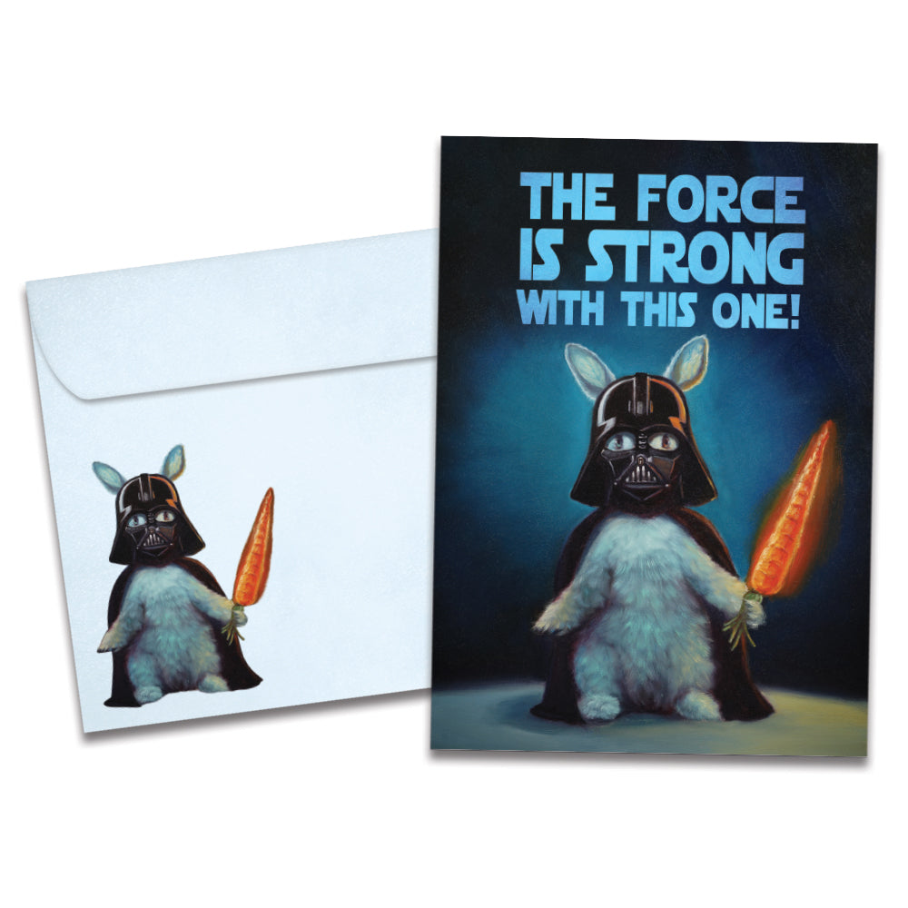 The cover of Tree-Free's Force Is Strong card, along with its matching envelope.