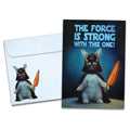 Load image into Gallery viewer, The cover of Tree-Free&#39;s Force Is Strong card, along with its matching envelope.
