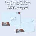 Load image into Gallery viewer, The envelope for Tree-Free’s Blanket Hogger card, along with the following text: “Every Tree-Free 5x7 card comes with a matching ARTvelope!”
