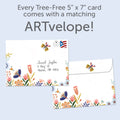 Load image into Gallery viewer, The envelope for Tree-Free’s Bright Little Note card, along with the following text: “Every Tree-Free 5x7 card comes with a matching ARTvelope!”
