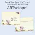 Load image into Gallery viewer, The envelope for Tree-Free’s Fairy and Frog card, along with the following text: “Every Tree-Free 5x7 card comes with a matching ARTvelope!”
