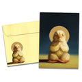 Load image into Gallery viewer, The cover of Tree-Free&#39;s Yoga Chick Lotus card, along with its matching envelope.
