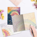 Load image into Gallery viewer, The inside of Tree-Free’s Beautiful Colors card, with the cover and envelope in the background.
