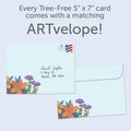 Load image into Gallery viewer, The envelope for Tree-Free’s Hopeful Bird card, along with the following text: “Every Tree-Free 5x7 card comes with a matching ARTvelope!”
