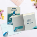 Load image into Gallery viewer, The inside of Tree-Free’s Cow Shark Fun Fact card, with the cover and envelope in the background.
