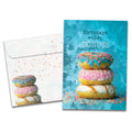 Load image into Gallery viewer, The cover of Tree-Free&#39;s How Many Donuts card, along with its matching envelope.
