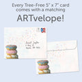 Load image into Gallery viewer, The envelope for Tree-Free’s How Many Donuts card, along with the following text: “Every Tree-Free 5x7 card comes with a matching ARTvelope!”
