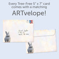 Load image into Gallery viewer, The envelope for Tree-Free’s Gray Bunny card, along with the following text: “Every Tree-Free 5x7 card comes with a matching ARTvelope!”
