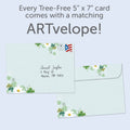 Load image into Gallery viewer, The envelope for Tree-Free’s Wishing You Luck card, along with the following text: “Every Tree-Free 5x7 card comes with a matching ARTvelope!”
