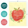 Load image into Gallery viewer, The cover of Tree-Free’s You Inspire card with lines demonstrating its 5x7 dimensions, along with the following text: “100% PCW recycled paper, proudly made in the USA, sustainably printed on extra-thick card stock”
