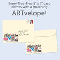 Load image into Gallery viewer, The envelope for Tree-Free’s Fun Day card, along with the following text: “Every Tree-Free 5x7 card comes with a matching ARTvelope!”
