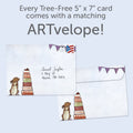 Load image into Gallery viewer, The envelope for Tree-Free’s Cake Advice card, along with the following text: “Every Tree-Free 5x7 card comes with a matching ARTvelope!”
