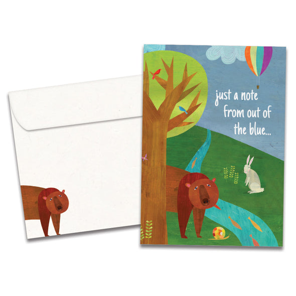 The cover of Tree-Free's Blue Forest card, along with its matching envelope.