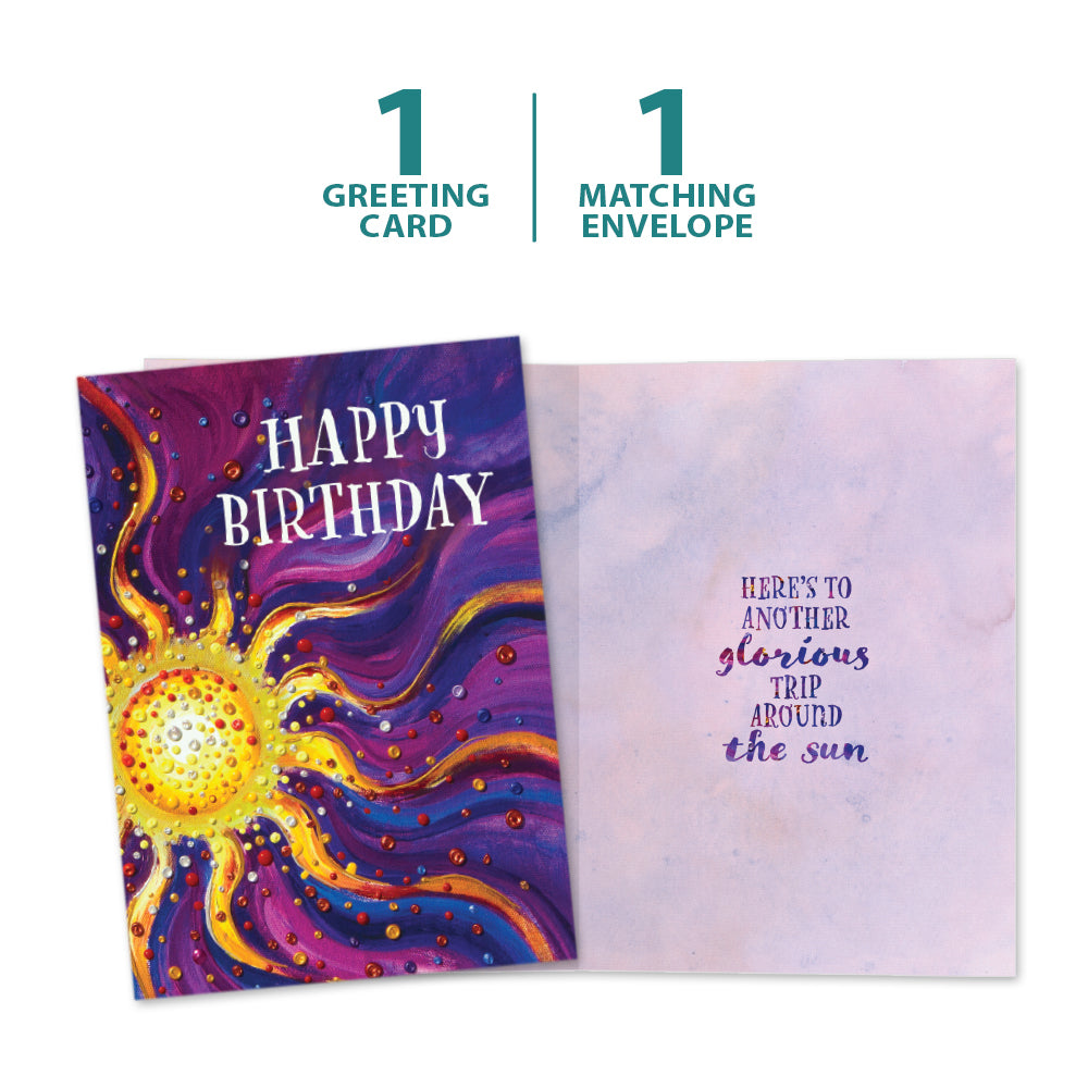 The cover and inside of Tree-Free’s Another Glorious Trip card, along with the following text: “1 greeting card, 1 matching envelope”