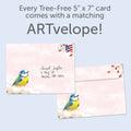 Load image into Gallery viewer, The envelope for Tree-Free’s Joyful Moments card, along with the following text: “Every Tree-Free 5x7 card comes with a matching ARTvelope!”
