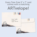 Load image into Gallery viewer, The envelope for Tree-Free’s You Bring Magic card, along with the following text: “Every Tree-Free 5x7 card comes with a matching ARTvelope!”
