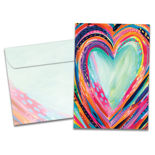 The cover of Tree-Free's Artful Heart card, along with its matching envelope.