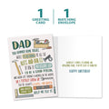 Load image into Gallery viewer, The cover and inside of Tree-Free’s Dad&#39;s Tools Birthday card, along with the following text: “1 greeting card, 1 matching envelope”
