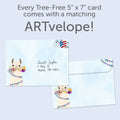 Load image into Gallery viewer, The envelope for Tree-Free’s Amazing Llama card, along with the following text: “Every Tree-Free 5x7 card comes with a matching ARTvelope!”
