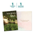 Load image into Gallery viewer, The cover and inside of Tree-Free’s Frog Bridge Dad card, along with the following text: “1 greeting card, 1 matching envelope”
