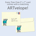 Load image into Gallery viewer, The envelope for Tree-Free’s Hi Bear card, along with the following text: “Every Tree-Free 5x7 card comes with a matching ARTvelope!”
