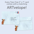 Load image into Gallery viewer, The envelope for Tree-Free’s Fox Wishes card, along with the following text: “Every Tree-Free 5x7 card comes with a matching ARTvelope!”
