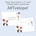 Load image into Gallery viewer, The envelope for Tree-Free’s Floating on a Bubble Daughter card, along with the following text: “Every Tree-Free 5x7 card comes with a matching ARTvelope!”
