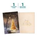 Load image into Gallery viewer, The cover and inside of Tree-Free’s Calm and Bright card, along with the following text: “1 greeting card, 1 matching envelope”
