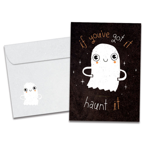 The cover of Tree-Free's Haunt It card, along with its matching envelope.