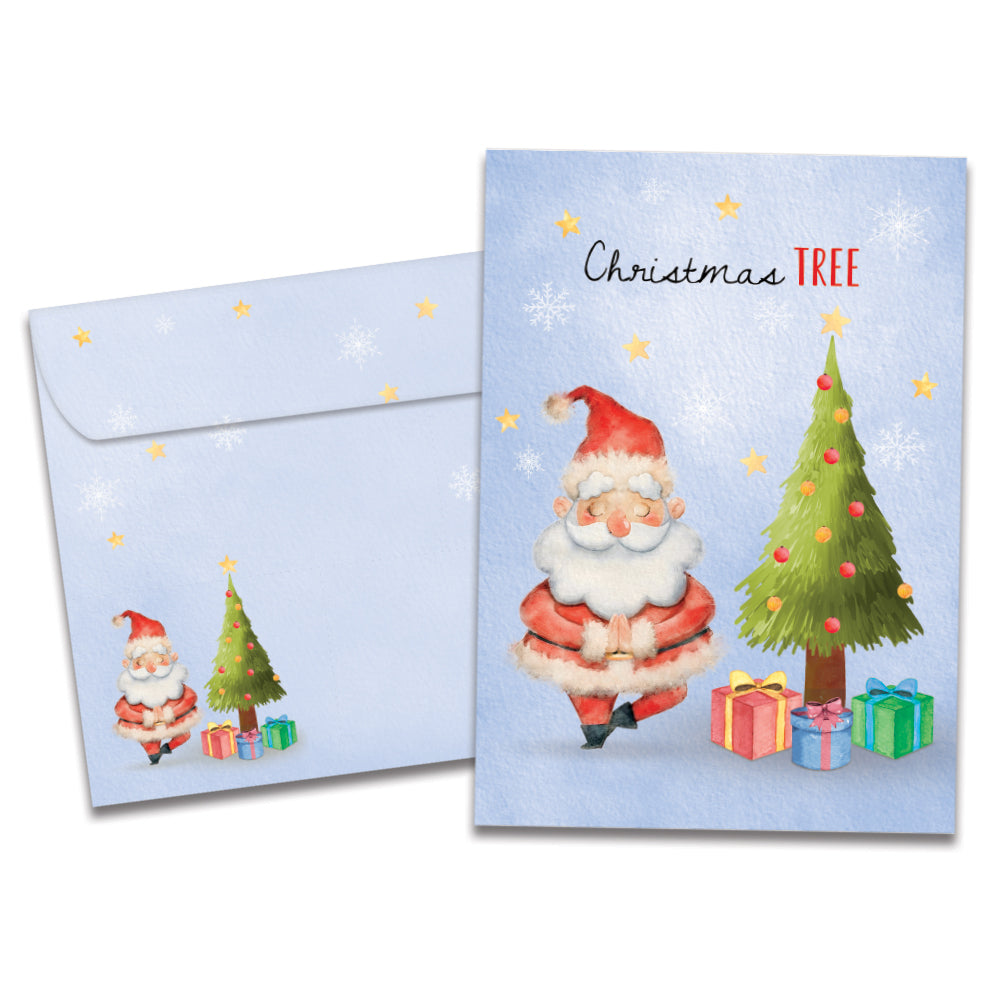 Christmas Tree Pose Christmas Greeting Card 4 Pack – Tree-Free Greetings