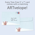 Load image into Gallery viewer, The envelope for Tree-Free’s Downhill From Here card, along with the following text: “Every Tree-Free 5x7 card comes with a matching ARTvelope!”
