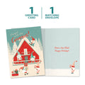 Load image into Gallery viewer, The cover and inside of Tree-Free’s Hanging with the Gnomies card, along with the following text: “1 greeting card, 1 matching envelope”
