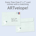 Load image into Gallery viewer, The envelope for Tree-Free’s Metta Meditation card, along with the following text: “Every Tree-Free 5x7 card comes with a matching ARTvelope!”
