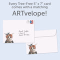 Load image into Gallery viewer, The envelope for Tree-Free’s Muerto Bunny card, along with the following text: “Every Tree-Free 5x7 card comes with a matching ARTvelope!”
