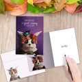 Load image into Gallery viewer, The inside of Tree-Free’s Muerto Bunny card, with the cover and envelope in the background.
