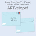 Load image into Gallery viewer, The envelope for Tree-Free’s Sweet Polar Wishes card, along with the following text: “Every Tree-Free 5x7 card comes with a matching ARTvelope!”
